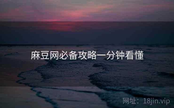 麻豆网必备攻略一分钟看懂